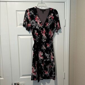 White House Black Market Black and Pink Floral Mini Dress